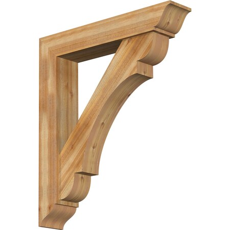 Ekena Millwork Olympic Traditional Rough Sawn Bracket w/ Offset Brace, Western Red Cedar, 8"W x 42"D x 48"H BKT0806X42X48OLY01RWR
